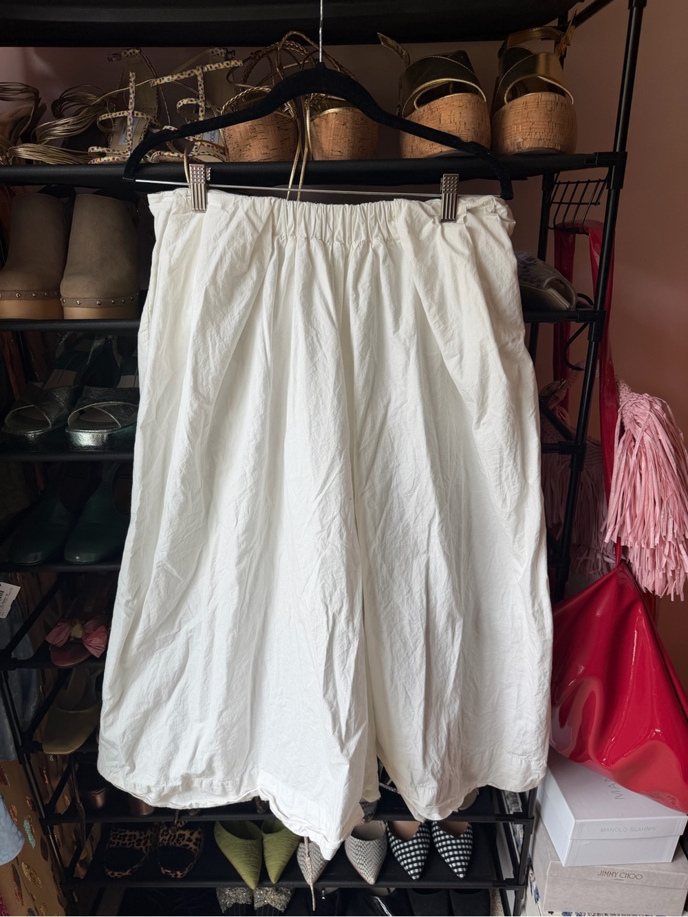 Free People White Wide-Leg Elastic-Waist Pants